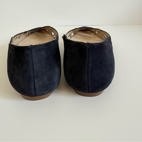 Zara Navy Pointed Laser-Cut Suede Flats - Picture 7 of 8